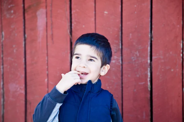 stock image Happy Little Boy with a Finger in his Mouth