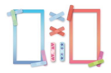 Colorful kids' band-aid borders clipart