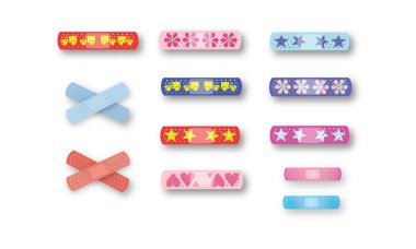 Bright and colorful kids band-aids full page clipart