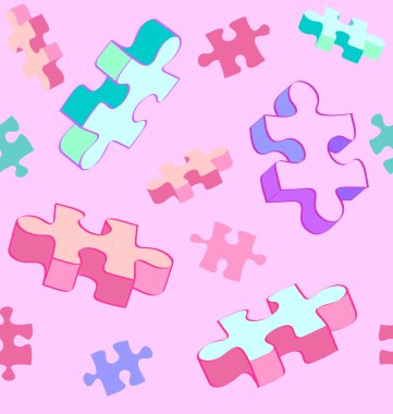 Seamless tumbling puzzle autism pattern clipart
