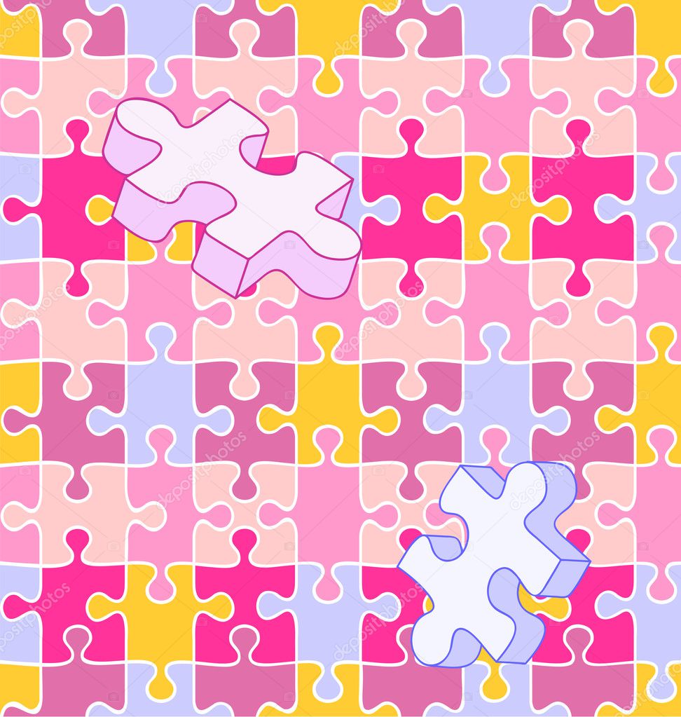 Seamless wall-to-wall autism puzzle pattern