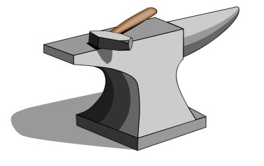 Blacksmith anvil and hammer clipart