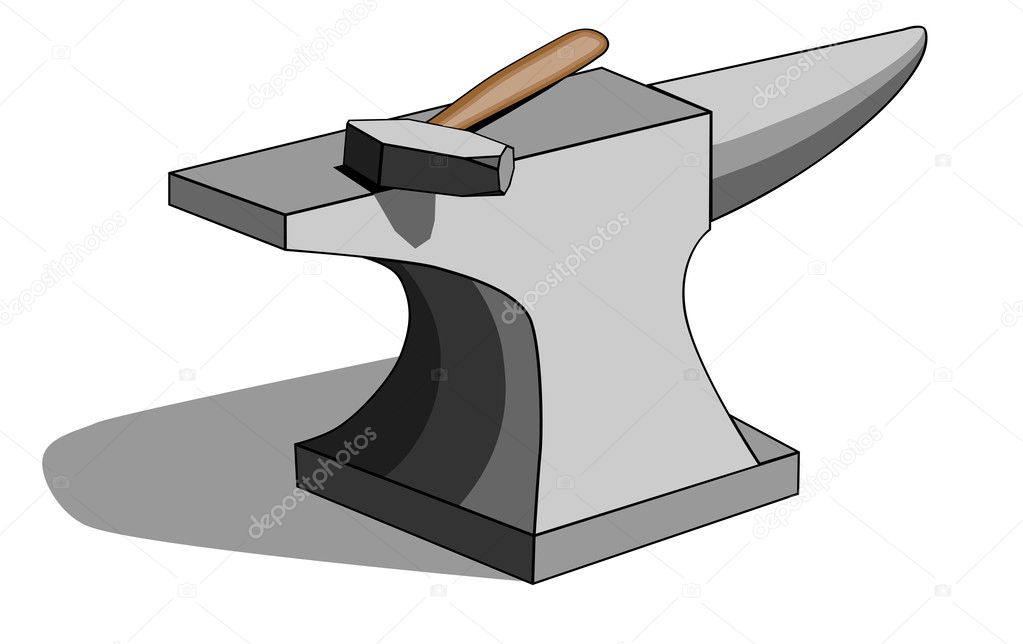 Blacksmith anvil and hammer