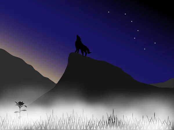 Loup hurlant — Image vectorielle