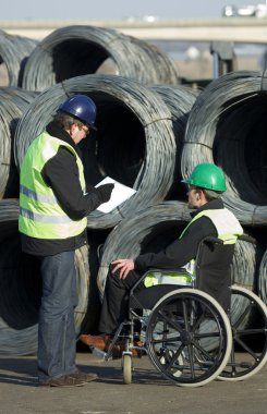 Workers Inspecting At Construction Site clipart