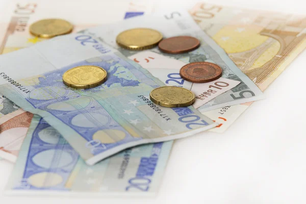 Bozuk para ile Avrupa kağıt para — Stok fotoğraf