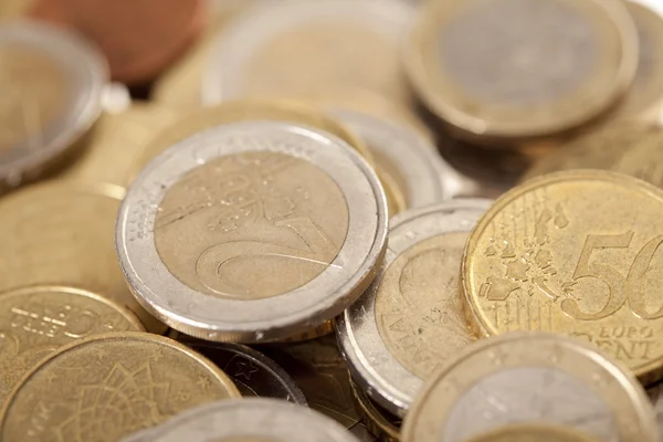 Γυαλιστερά νομίσματα ευρώ — Φωτογραφία Αρχείου