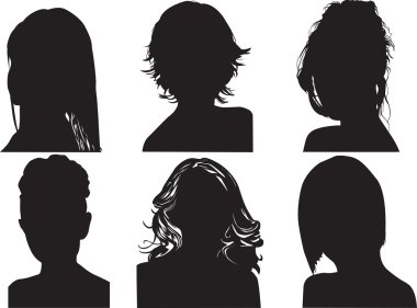 Silhouettes of women's heads clipart