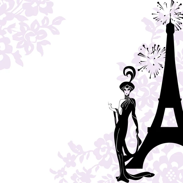 ファッション、美しさ、パリをフレームします。 — ストックベクタ