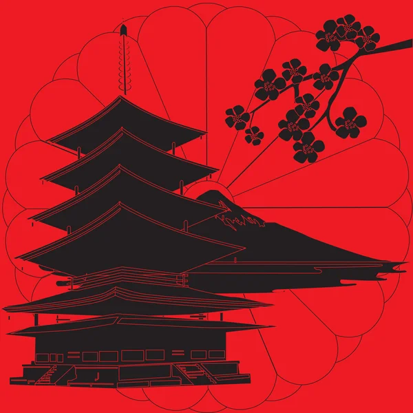 日本有一个红色背景 — 图库矢量图片