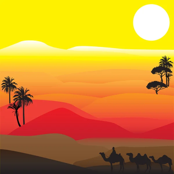 Silhouetten der afrikanischen Wüste — Stockvektor