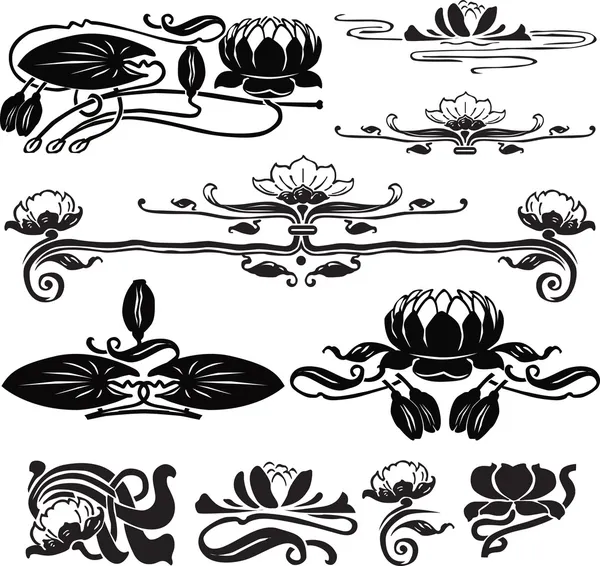 Pattern with a water lily — Stock Vector
