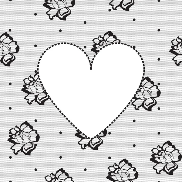 Καρδιά σε φόντο της floral δαντέλα — Διανυσματικό Αρχείο