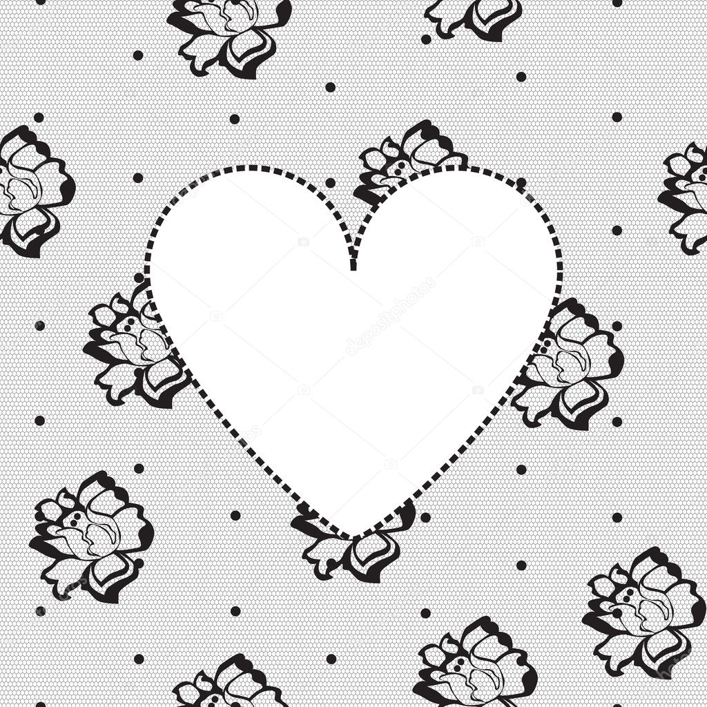 Heart on a background of floral lace