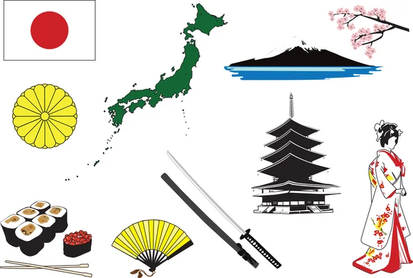 Japonya'da karakterleri gösteren minyatür — Stok Vektör