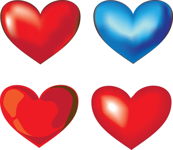 Quatre cœurs différents — Image vectorielle