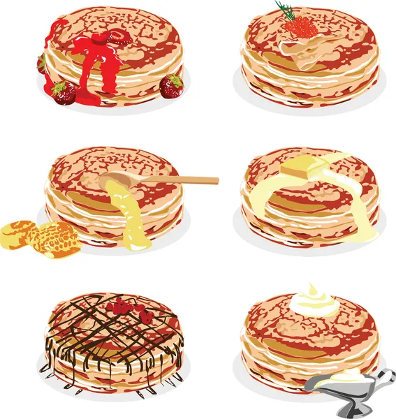 Pancakes with different fillings — Stock Vector