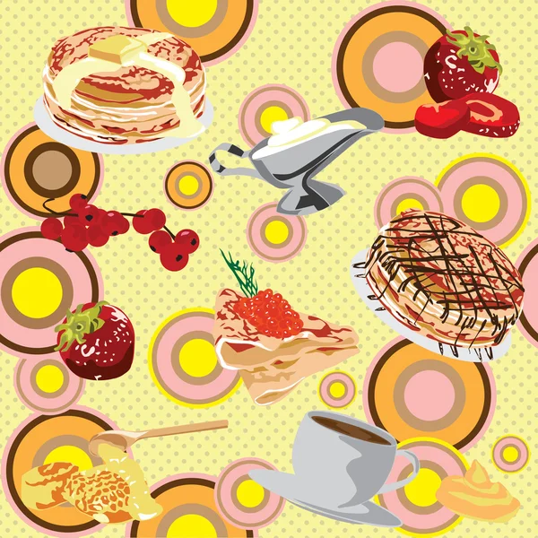 吃煎饼的背景 — 图库矢量图片