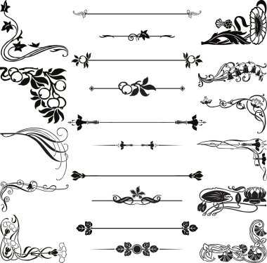 Art Nouveau ornament corners and dividers clipart