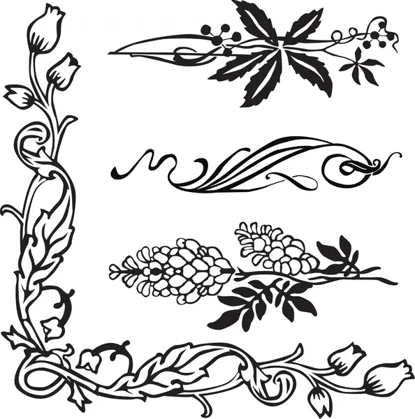 Art Nouveau corners and dividers — Stock Vector