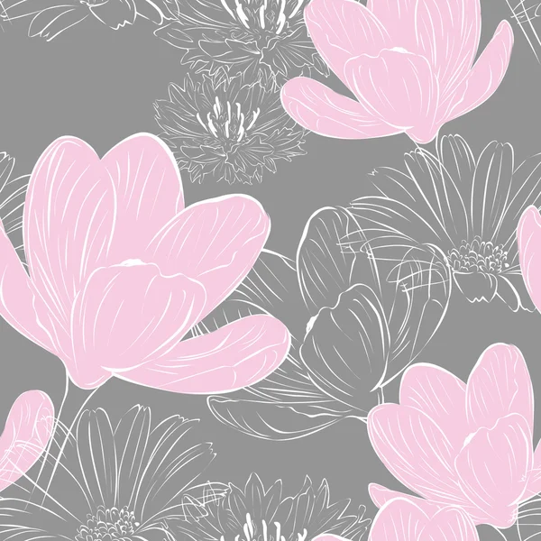 Fondo floral sin costuras — Vector de stock