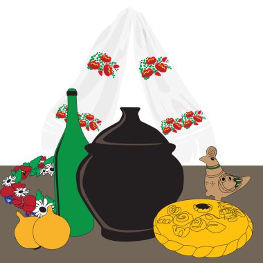 Table with Ukrainian cuisine clipart