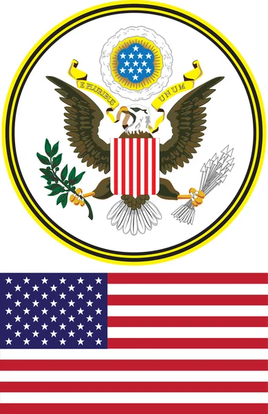 シールおよびアメリカ合衆国の国旗 — ストックベクタ