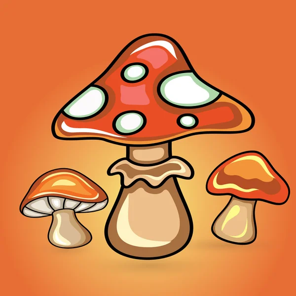 蘑菇在茶园背景 矢量图形