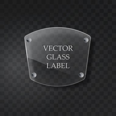 Vector glass label on the black background clipart