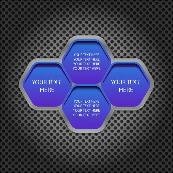 Blue cells for text on the metal background — Stock Vector