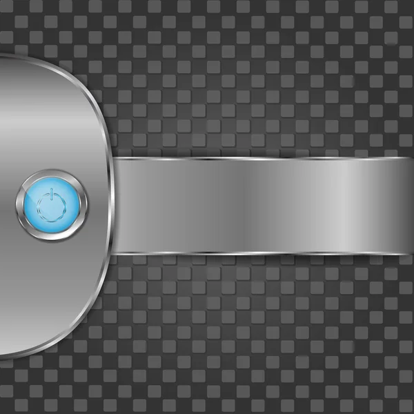 Botão de pressão na placa de metal pequena sobre fundo de metal — Vetor de Stock