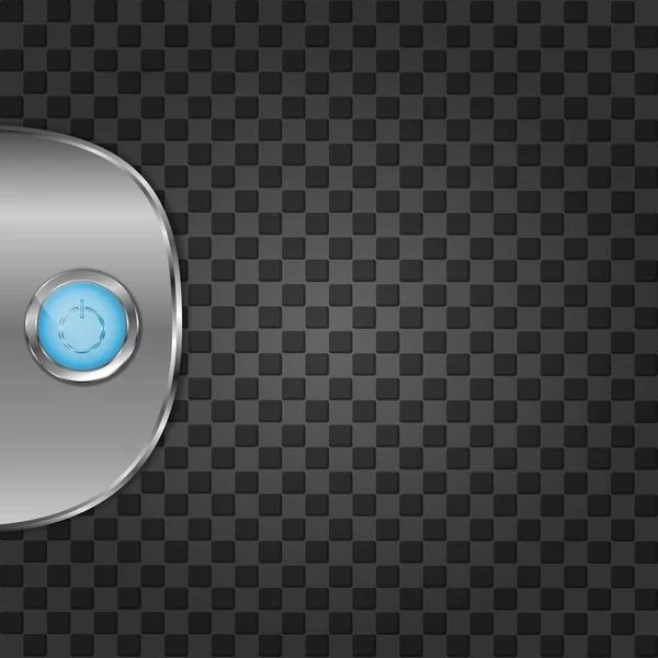 スタート ボタン、金属クロム プレート正方形の背景の上 — ストックベクタ
