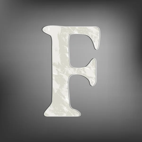 Letter F render on grey background — Stock Vector