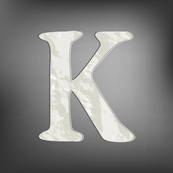 Letra K renderizar sobre fondo gris — Vector de stock