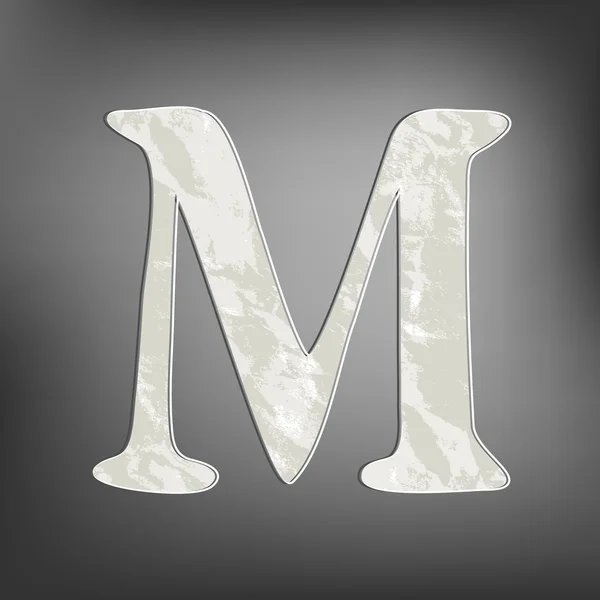 Letter M render on grey background — Stock Vector