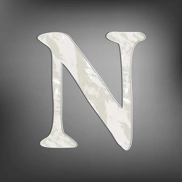 Carta renderizar N sobre fondo gris — Vector de stock