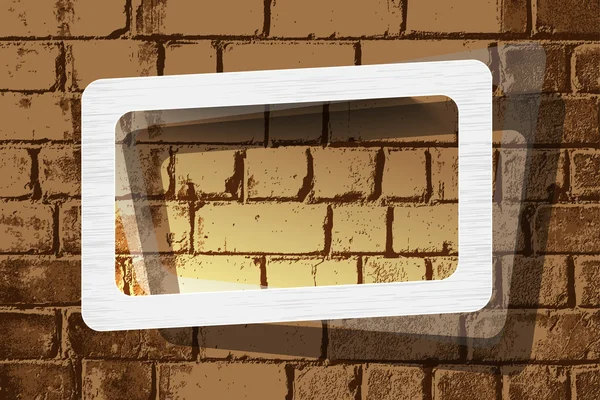 レンガの壁の写真フレーム — ストックベクタ