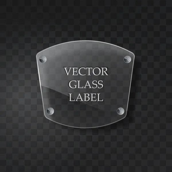 Etiqueta de vidro vetorial no fundo preto — Vetor de Stock