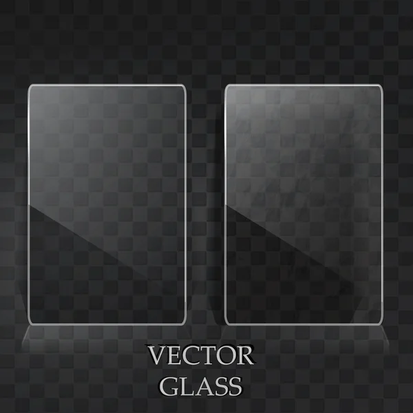 Duas etiquetas transparentes na superfície de metal preto — Vetor de Stock
