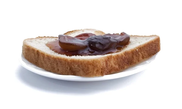 Jam on bread — Stock Photo, Image