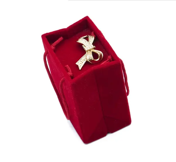 Red velvet gift box — Stock Photo, Image