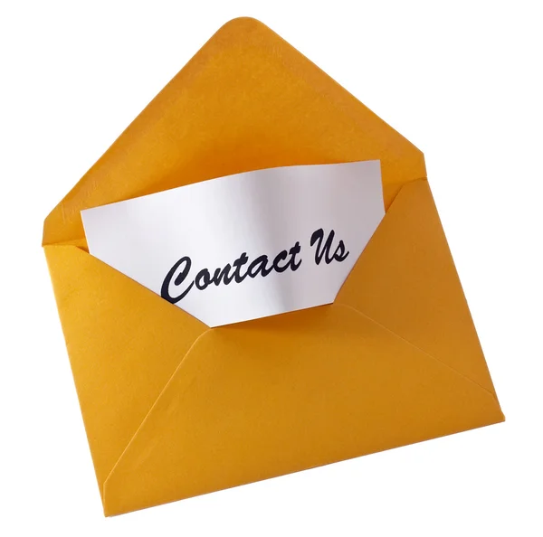 Contact us card in yellow message — Stock Photo, Image