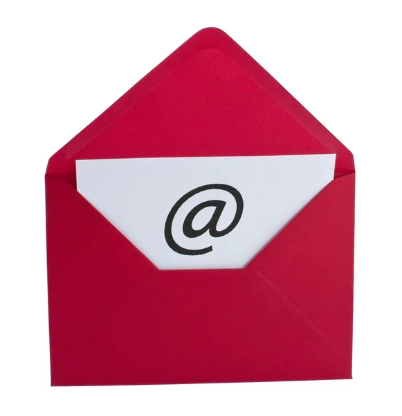 E-Mail-Symbol im roten Umschlag — Stockfoto