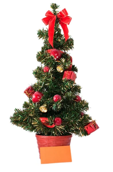 Árvore de Natal e cartão branco — Fotografia de Stock