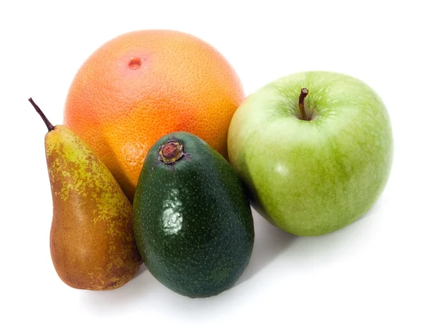Набор фруктов - яблоко, грейпфрут, авокадо и груша — стоковое фото