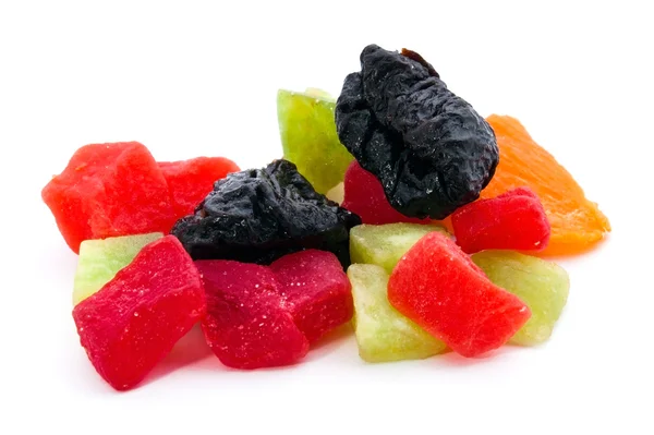 Candied fruits. Dried plum, pear and pineapple. — Stock Photo, Image