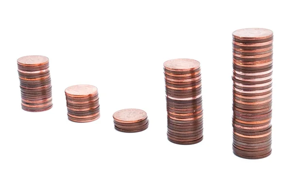 Five columns of coins — Stock Photo, Image