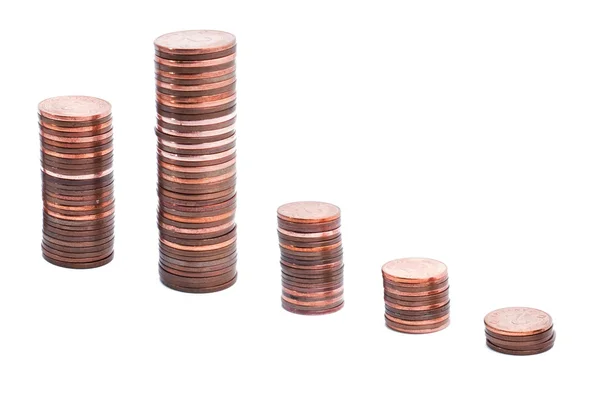 Five columns of coins — Stock Photo, Image