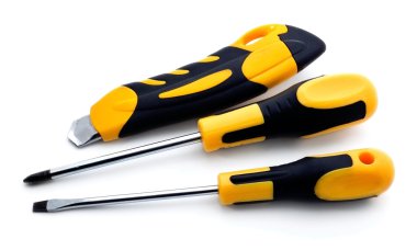 Two screw drivers and knife clipart