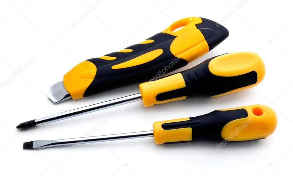 Two screw drivers and knife